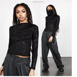 DISTURBIA Fortune face mask stretchy long sleeve top